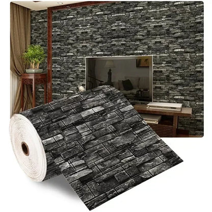 70cmx1/5/10m 3D Wallpaper Decoration Self-adhesive Antique Foam Brick Wallpaper