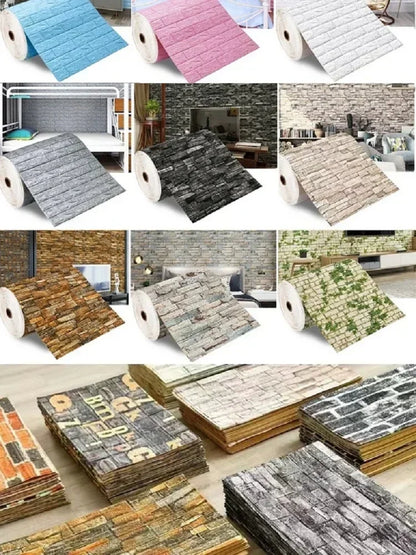 70cmx1/5/10m 3D Wallpaper Decoration Self-adhesive Antique Foam Brick Wallpaper