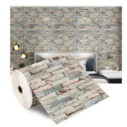 70cmx1/5/10m 3D Wallpaper Decoration Self-adhesive Antique Foam Brick Wallpaper