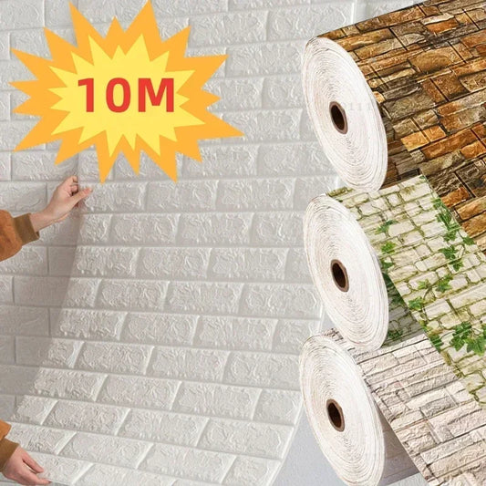 70cmx1/5/10m 3D Wallpaper Decoration Self-adhesive Antique Foam Brick Wallpaper